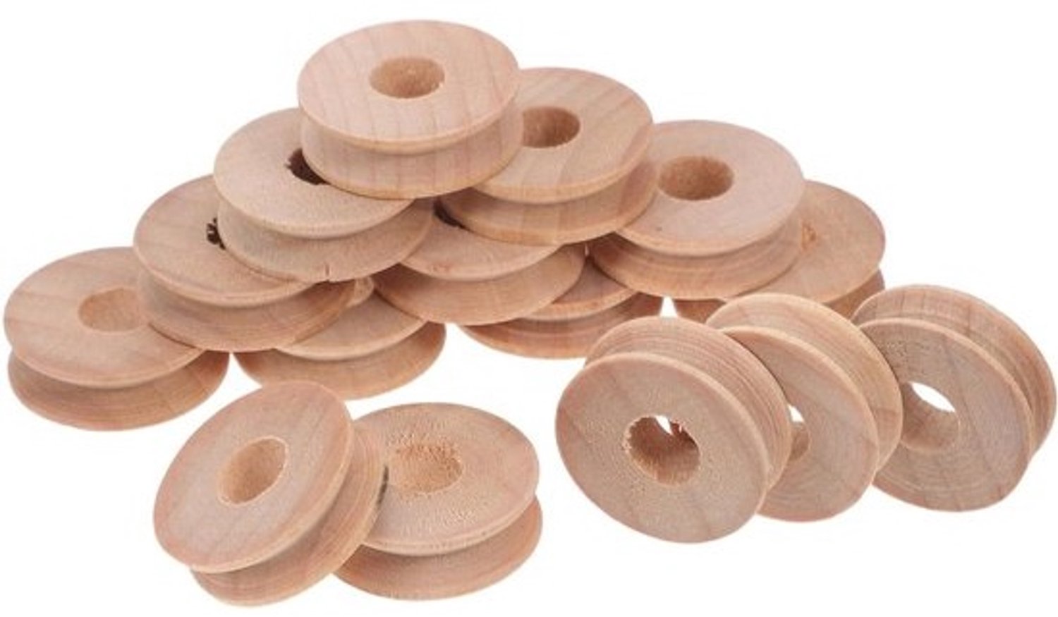 Houten Wielen - Knutselwielen Speelgoedwielen - DIY Projecten - Natuurlijke Houtstructuur - 20x20x6 mm - Natuurlijk