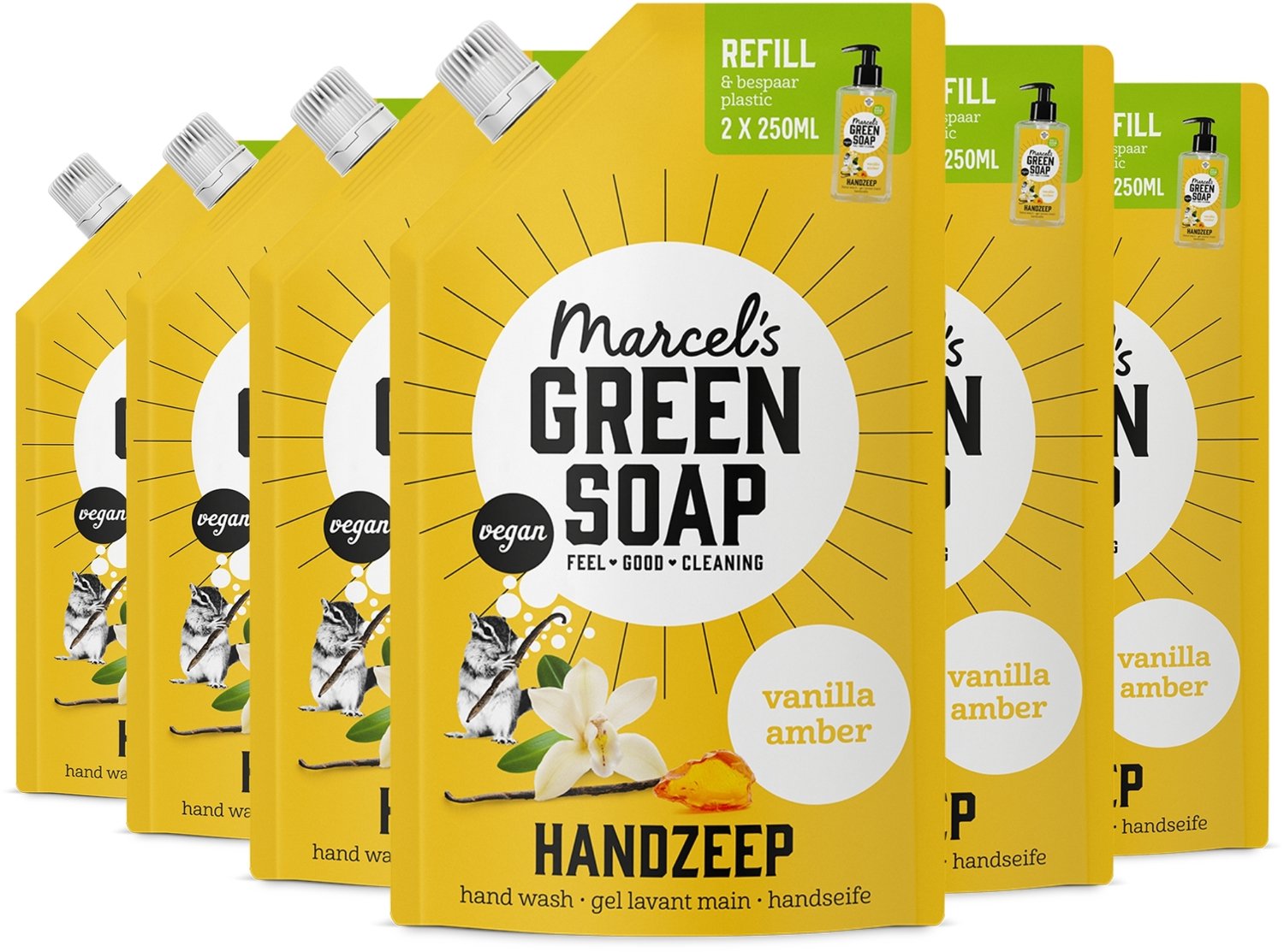 Marcel's Green Soap Handzeep Navulling - Vanille & Amber - 6 x 500ml