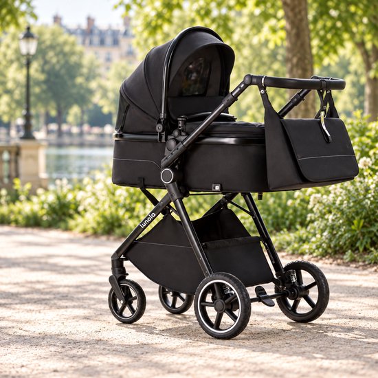 Lunola Oria - Kinderwagen 3-in-1 - Multifunctionele Buggy 3in1 - Wandelwagen - Stroller - Met Autostoel - Full Black van Merkloos — afbeelding 5