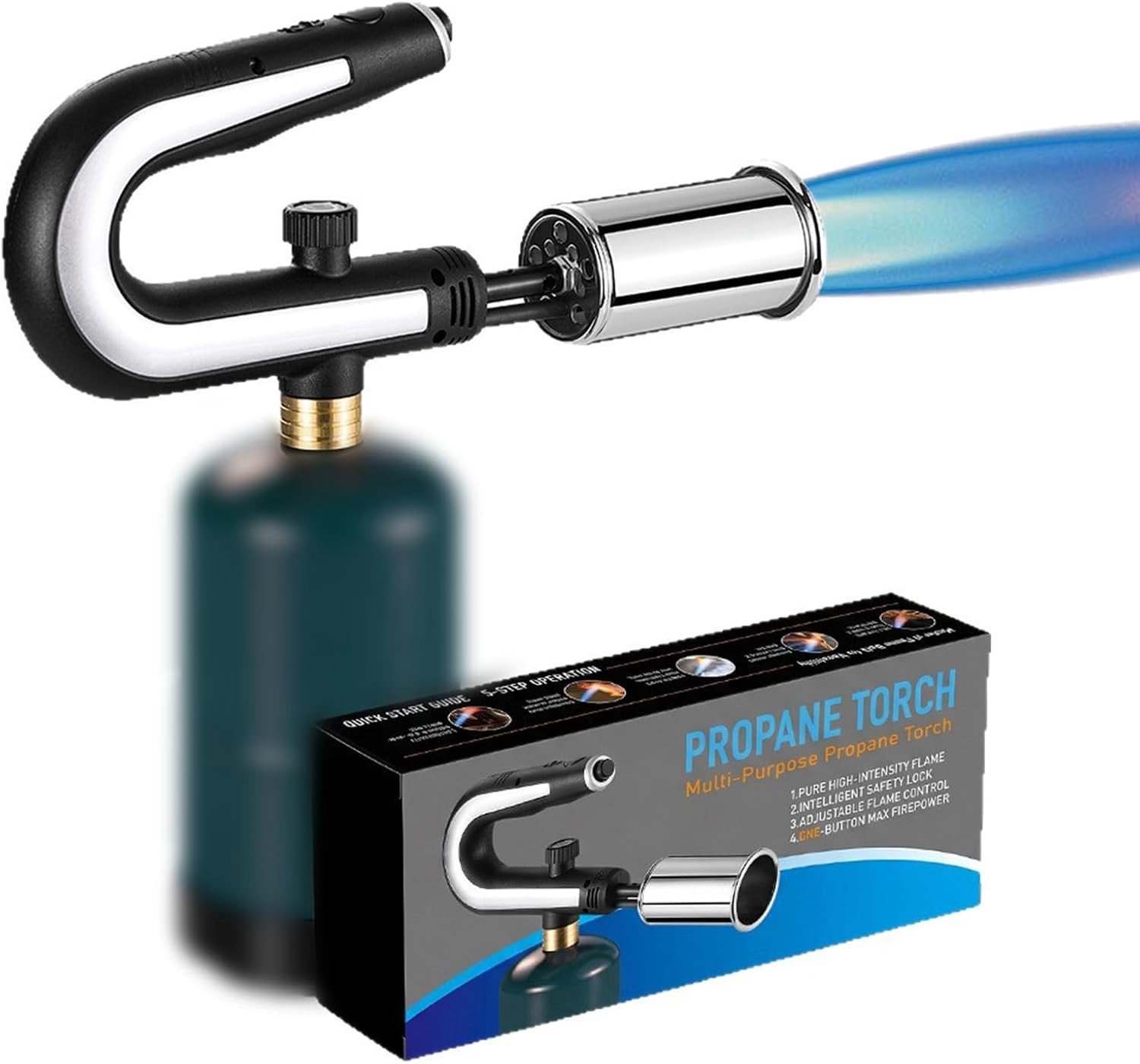 Propaanbrander - Zwart - Gasbrander met Piëzo-Ontsteking - Voor Tuin en Keuken