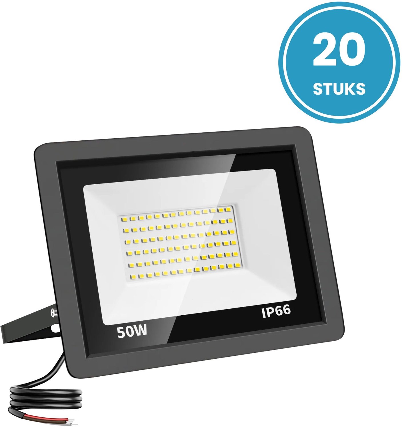 LED Schijnwerper 50W - 5.000 lm - Koelwit 4000K - 120° Breedstraler - IP66 - Buitenlamp & Gevelverlichting - Set van 20 - 2 jaar garantie