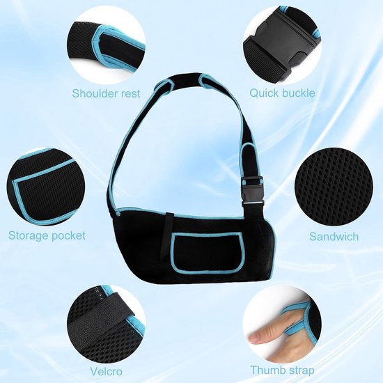 Verstelbare schouderband voor arm sling, ademend mesh ondersteuning voor gebroken armen, schouderblessures en elleboogletsels — afbeelding 4
