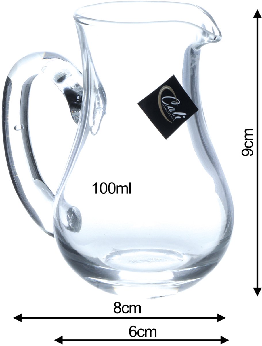 Set van 6 Glazen Kannetjes – 100 ml – Mini Schenkkan voor Wijn, Melk, Frisdrank, Water, Sap, Sauzen en Dressings – Transparant Glas — cadeau in Cadeau-ideeën - foto 4