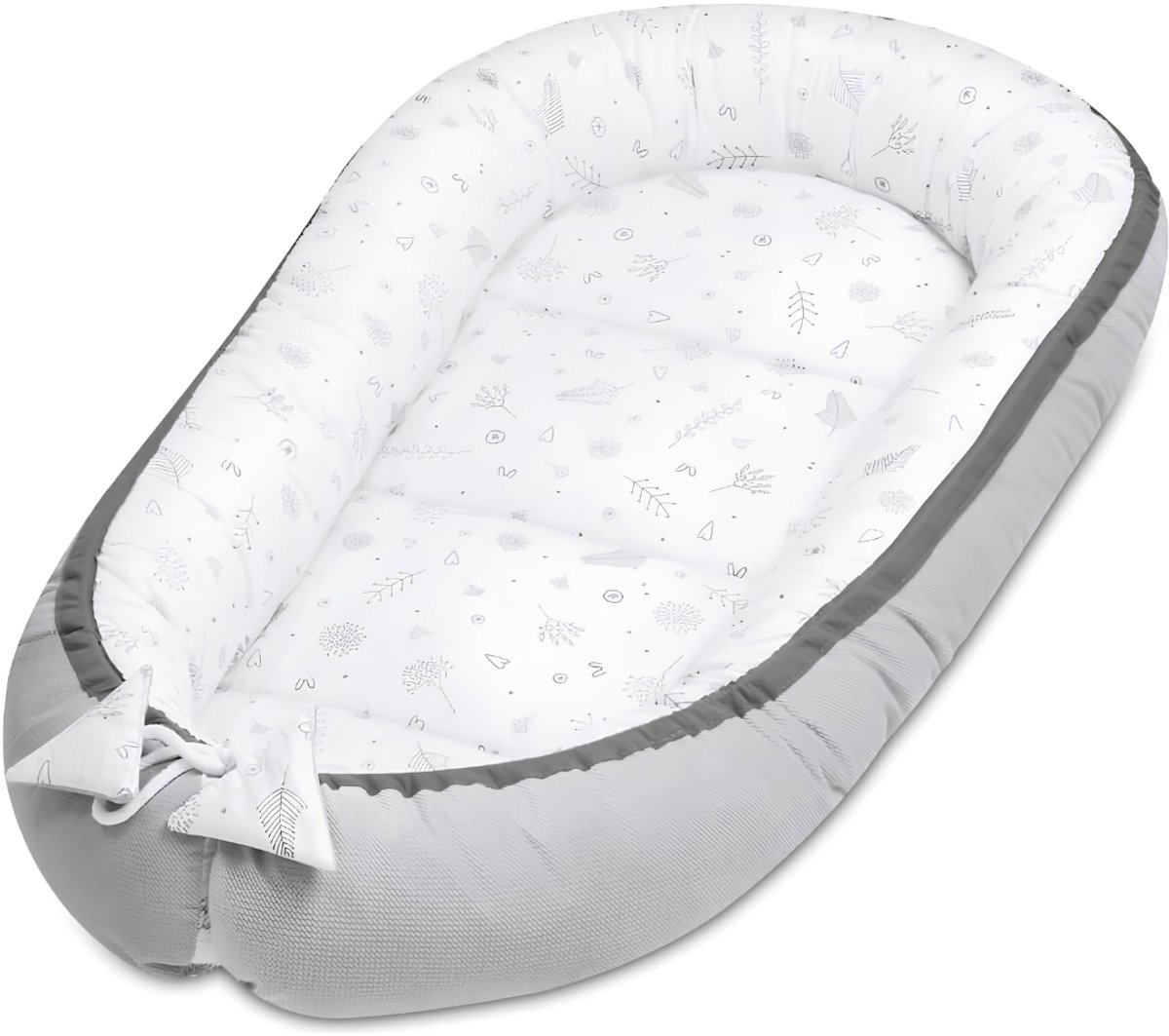SP® Babynestje - Baby Nestjes - Babynest - Grijs/Wit - 90cm x 60cm x 12cm