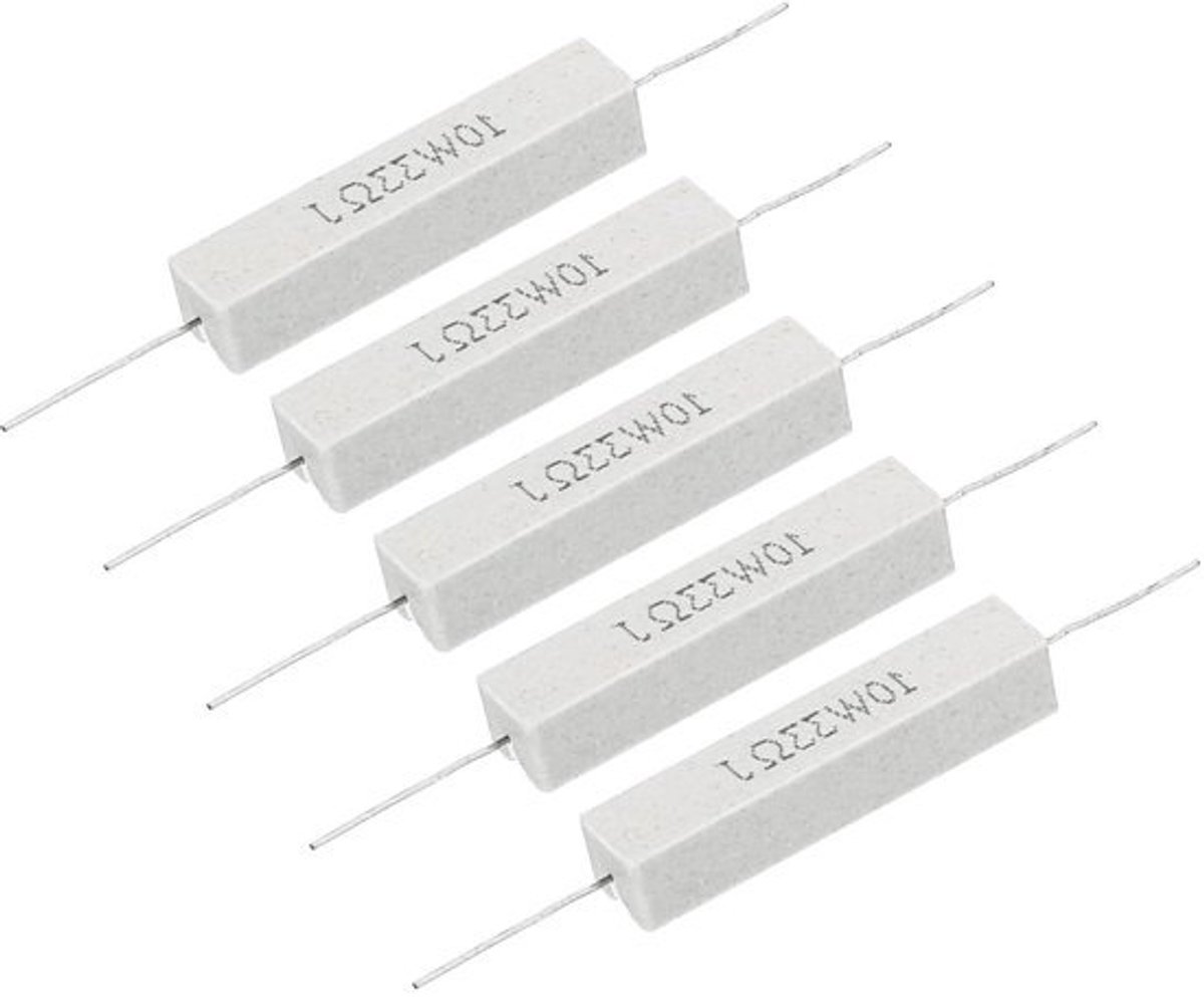 Keramische weerstanden - Componentenkit - Voor elektronicareparatie - 10 watt vermogen - 5 stuks - Grijs