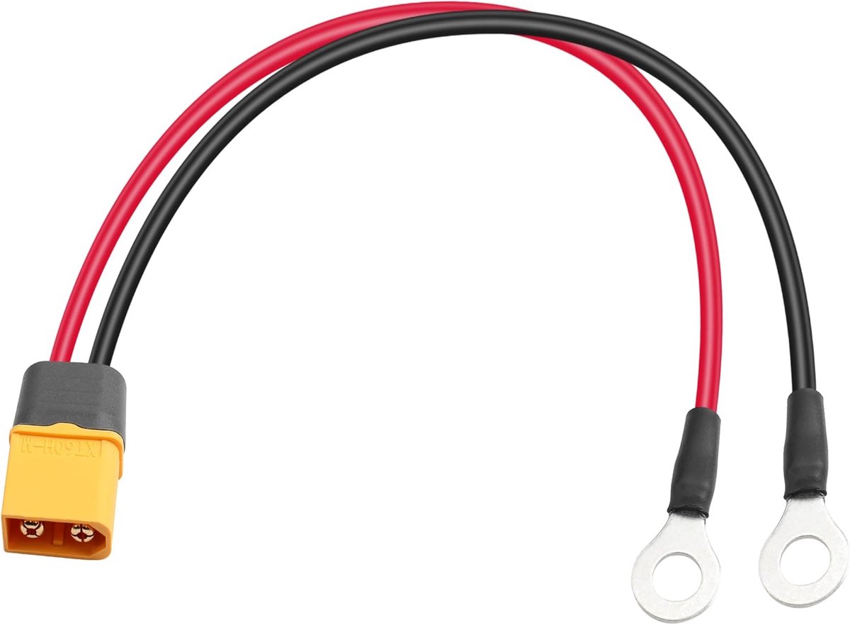 XT60 to O-Ring Clamp Cable, 14AWG XT60 Plug to O-Ring Terminals, Solar Panel Kit Extension Cable and Battery Charge - ShopVlot