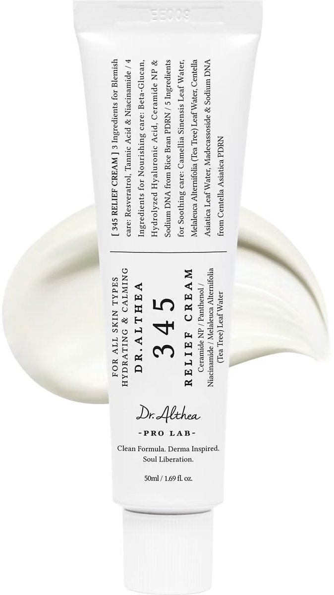 Dr. Althea 345 Relief Cream – 50 ml – Dagelijkse Hydraterende Gezichtscrème met PDRN & Niacinamide – Kalmerende Koreaanse Skincare voor Onzuiverheden – Ver. 2