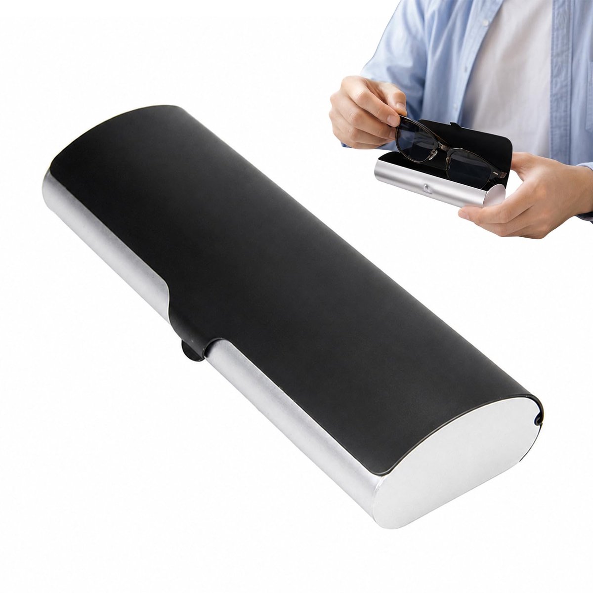 YouXunGS Slanke aluminium brillenetui, lichtgewicht brilhouder met zachte fluwelen voering en veilig klikslot - ShopVlot