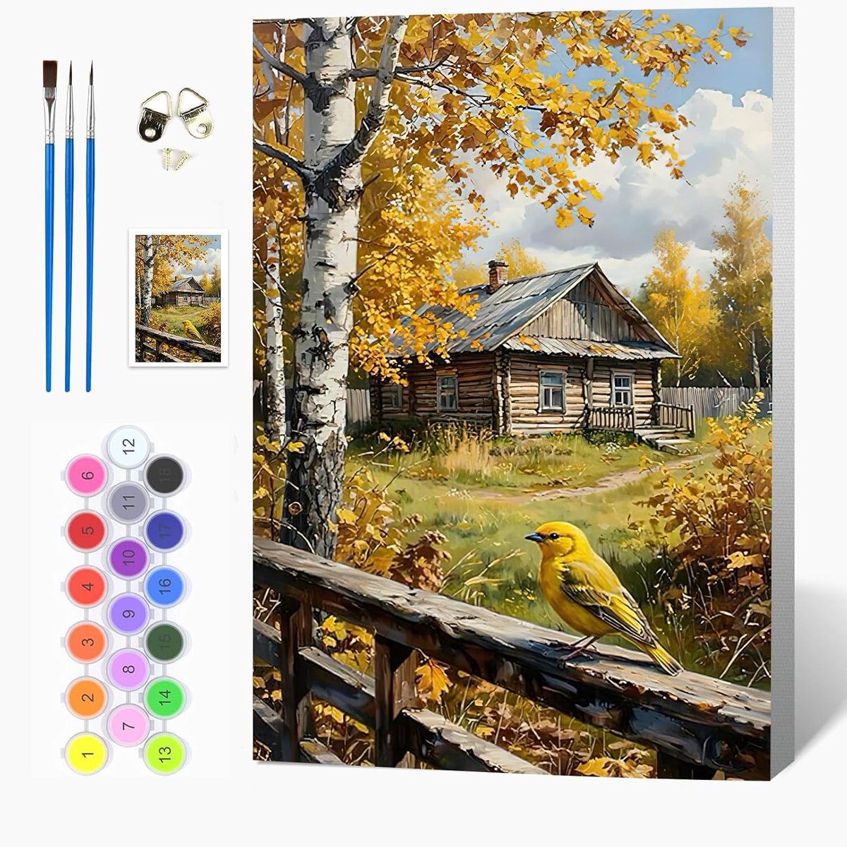 Auremi Boerderij Verf op Nummers Kits Kinderen Volwassenen, Landschap Schilderen op Nummer Kits Op Canvas, Ingelijste - ShopVlot