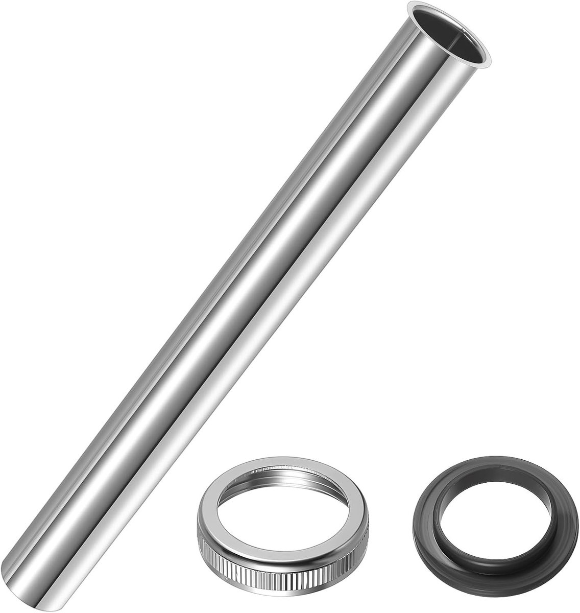 300mm afvoerpijp voor sifons, roestvrijstalen onderdompelbuis, verlengbuis voor sifon in badkamer en keuken, 1 1/4 inch, geschikt voor afvoer en sanitair