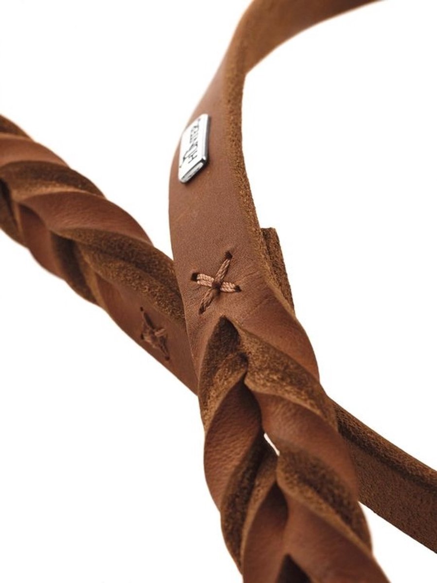 Verstelbare hondenriem - voor training en hondensport - Leer - gevlochten - 1,8 x 250 cm, cognac
