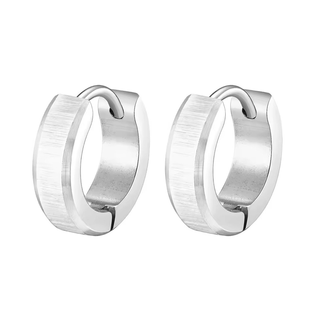 Oorbellen heren - oorringen - mannen - zilver kleurig - RVS