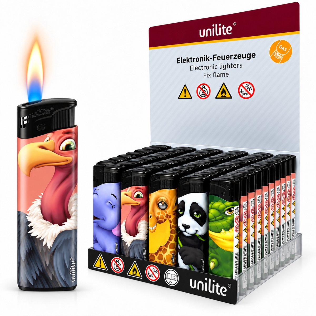 Unilite® Aanstekers – 50 stuks M-7 Jungle - Zachte Vlam - Navulbaar - Klik
