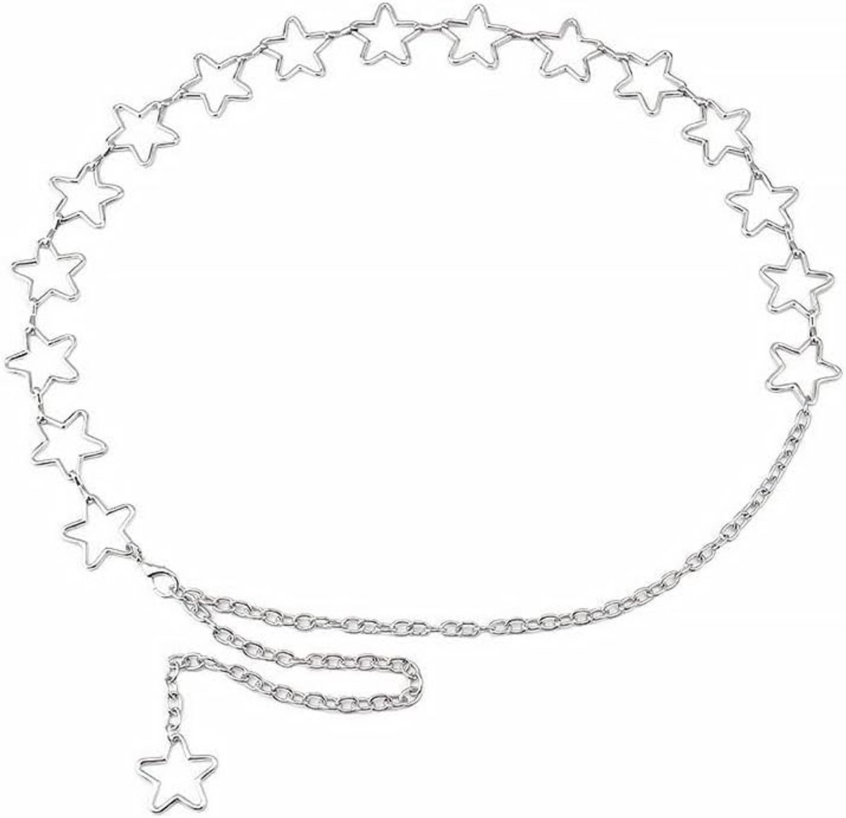 Ladies Star Belt,Adjustable Waist Chain Fashion Silver Metal Belt Alloy Women Necklace,Silver,One Size - ShopVlot