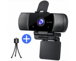 Nince Webcam - Full HD 1080P - PC Webcam - Laptop Webcam - USB Webcam - Met Statief - Privacy Cover - Webcam met Microfoon