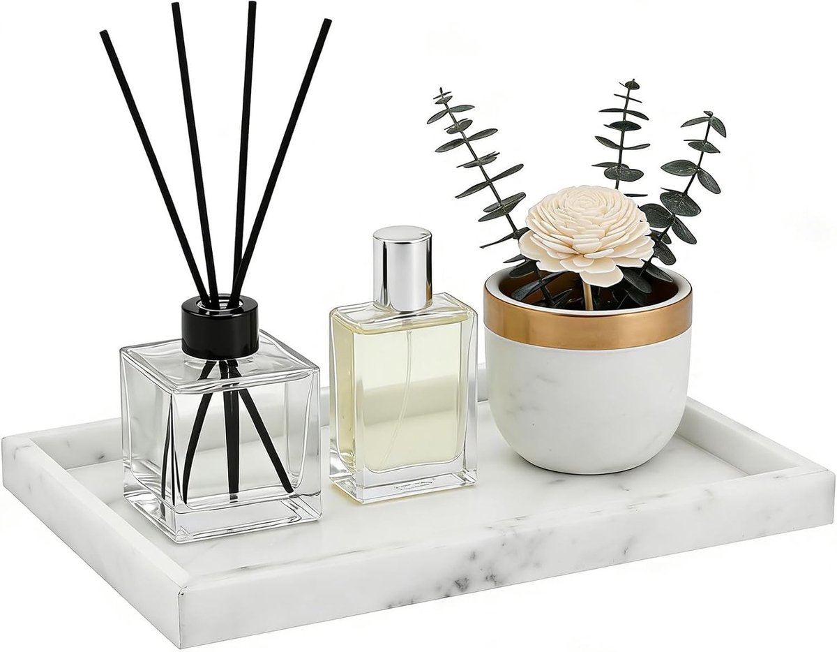 Marmeren Opbergtray 30x20cm - Rechthoekige Organizer voor Badkamer, Keuken en Salontafel met Stijlvolle Afwerking