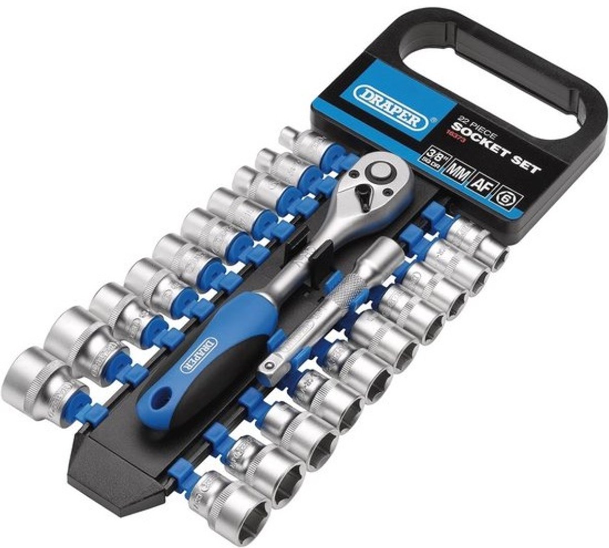 Vierkante aandrijving gecombineerde MM/AF-socket- en ratelset - 22 stuks 3/8 inch