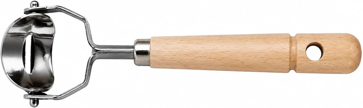 EP-175 Kleine Roestvrij staal Ovale Dent Cutter met Beukenhouten Handvat, Zilver