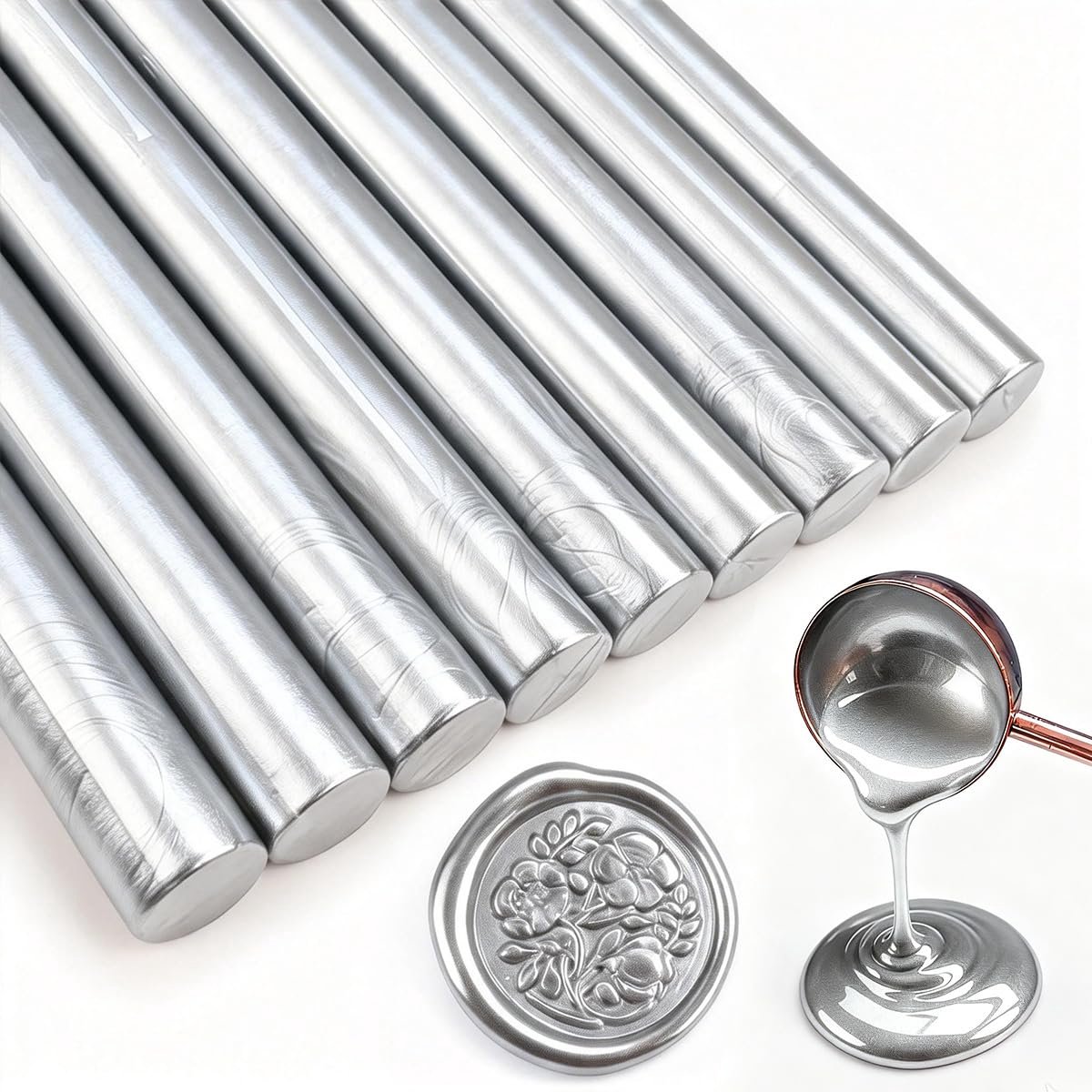 11 mm zegellak sticks – Lakzegel sticks voor lijmpistool wax – Ideaal voor lakzegels, brieven, kaarten, wijnverpakking, knutselen en huwelijksuitnodigingen – 20 stuks Zilver