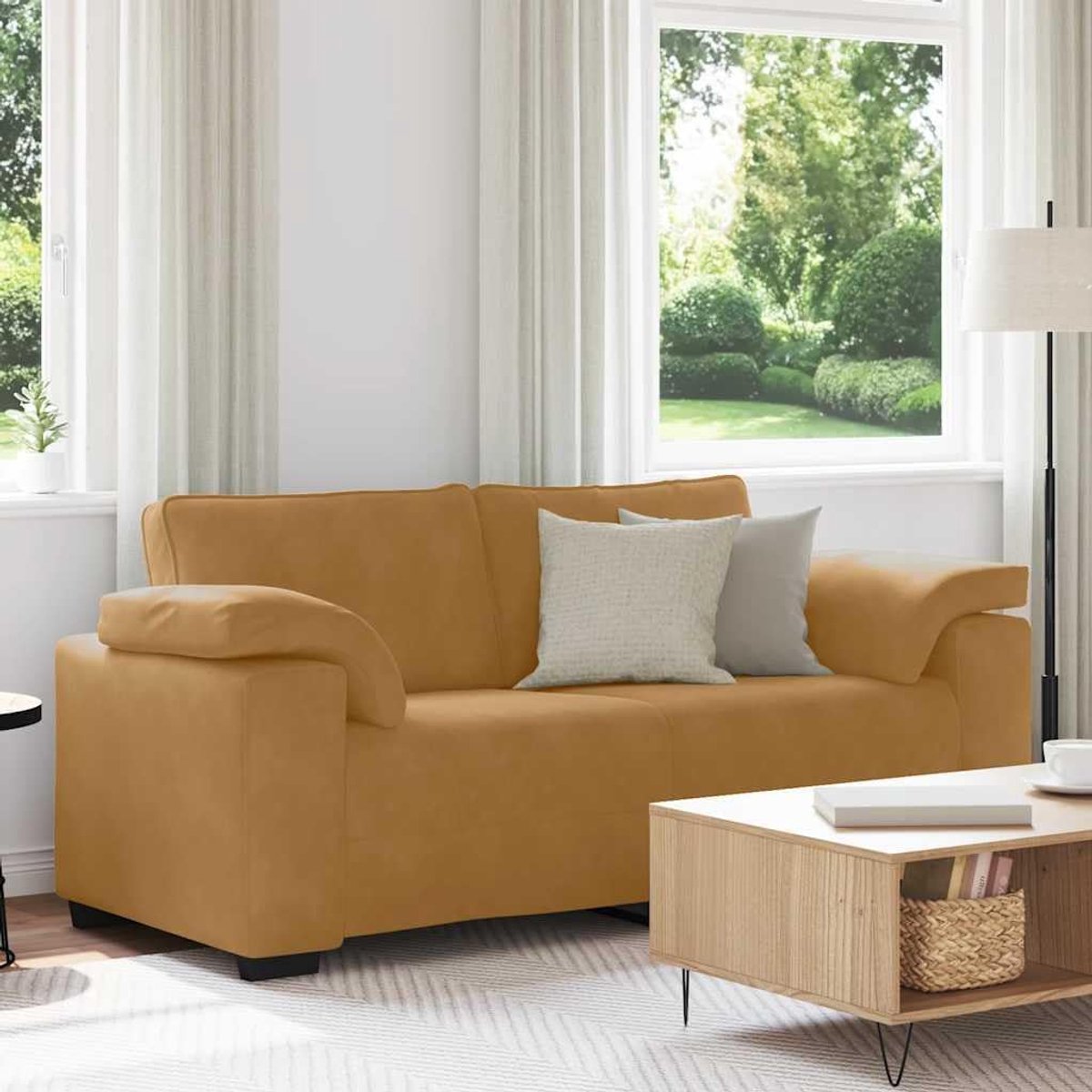 Fluweel bruin 180x77x82 cm met robuust frame en comfortabele bekleding voor woonkamer en studeerkamer