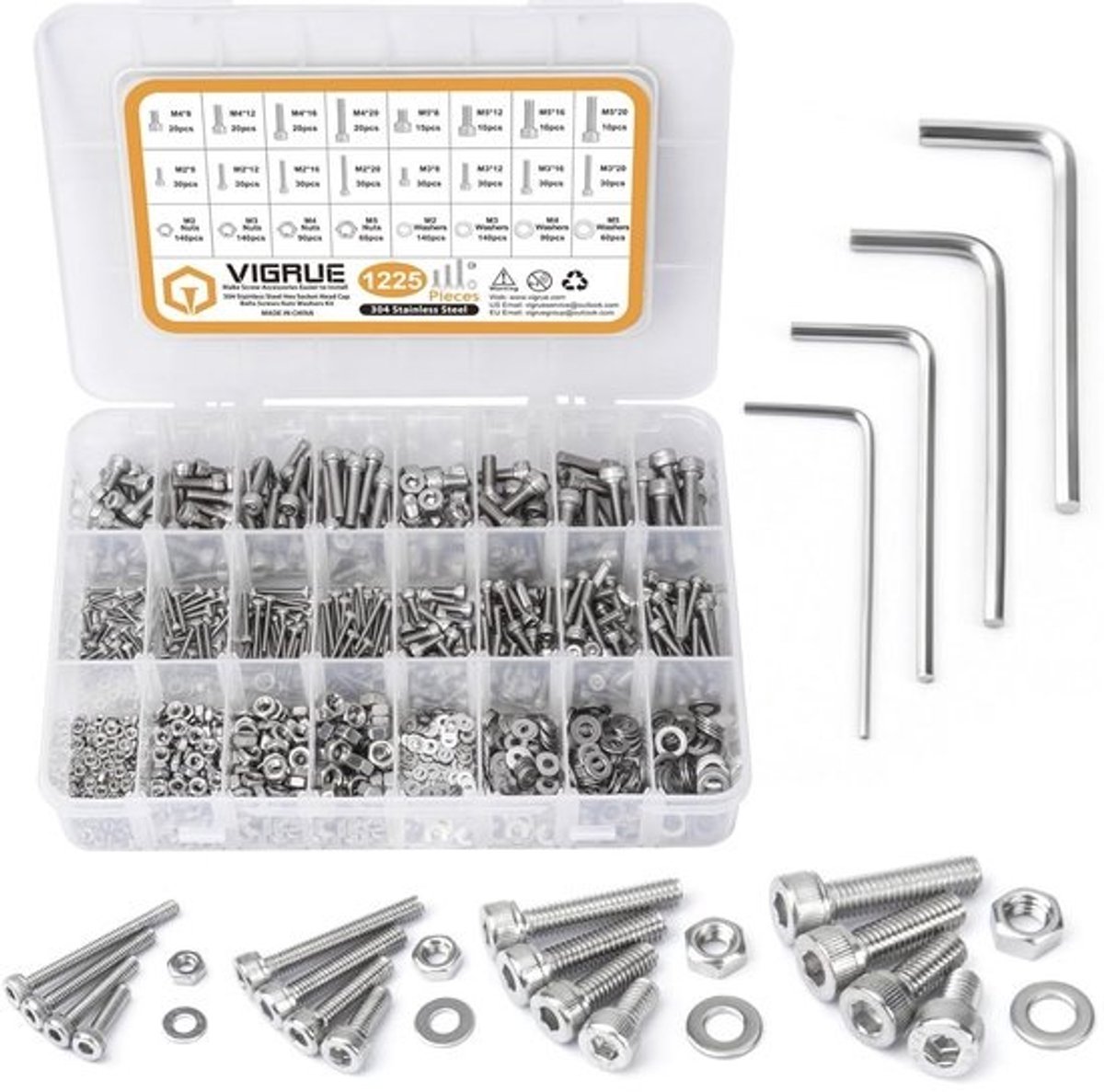 1225-delig bouten- en schroevenassortiment voor doe-het-zelvers