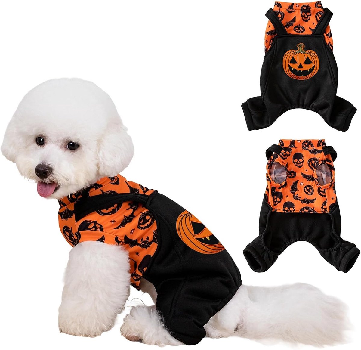 Pyjama voor honden, 2-in-1 pompoen vleermuis print