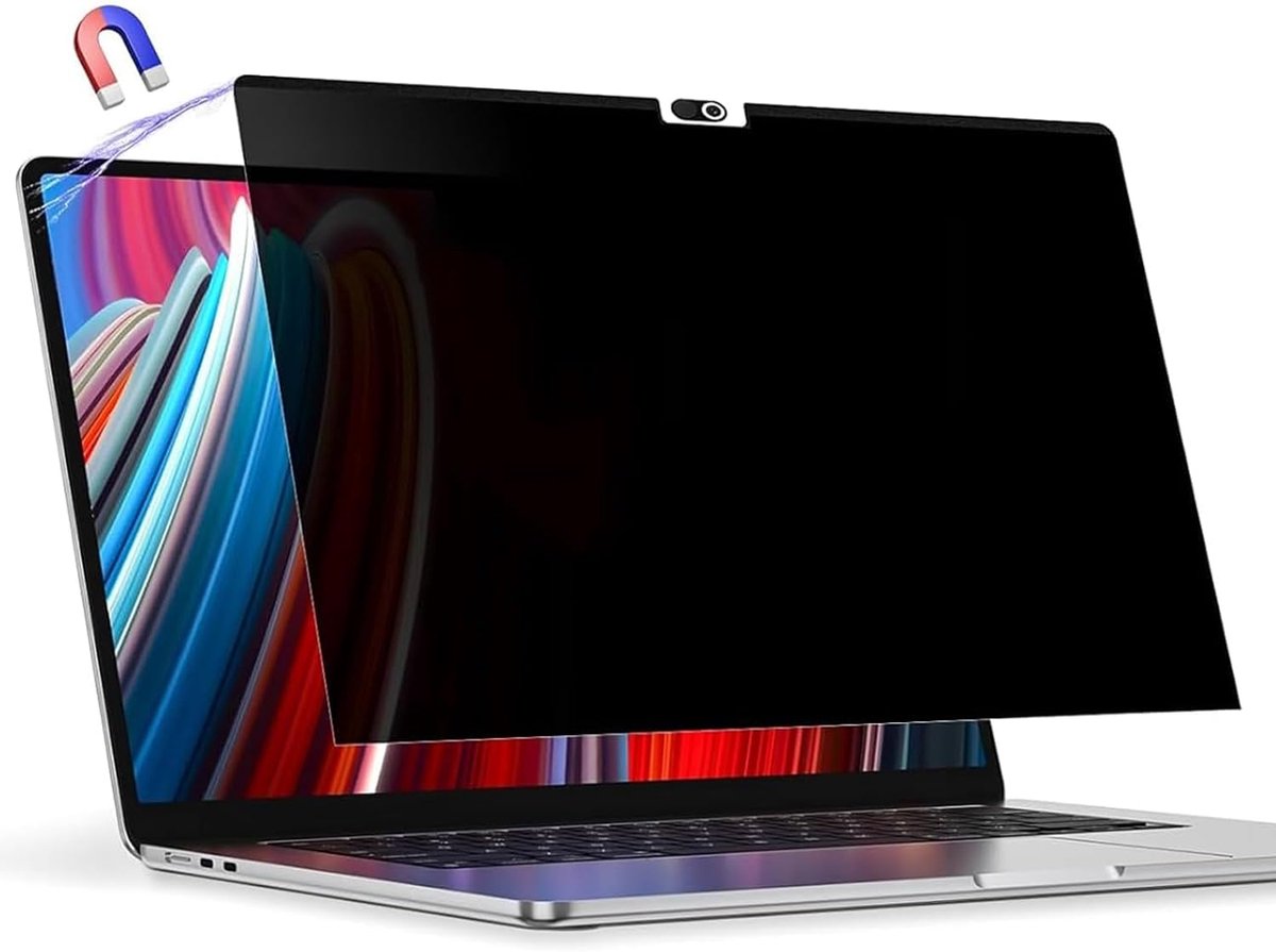 Privacyfilter compatibel met MacBook Air 15 inch (2023, M2), afneembaar, anti-spionage, anti-blauw licht, anti-reflectie, privacyschermbescherming 15,3 inch (A2941)