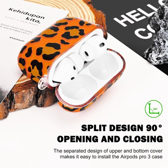 Hoes voor Airpods Pro 3, schattige luipaardpatroon-designs, duidelijke esthetische beschermhoes met sleutelring stootvast zacht TPU meisjes vrouwen case voor Airpods Pro 3e generatie 2025 — afbeelding 3