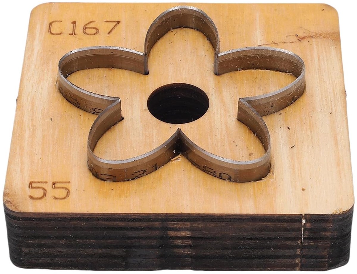 Bloemvorm Leer Die Snijgereedschap, Vast Houten Basisontwerp Helder Snijden Koolstofstalen Messen Lederen Holle Ponsgereedschap voor Handgemaakte Werknemers (55mm)