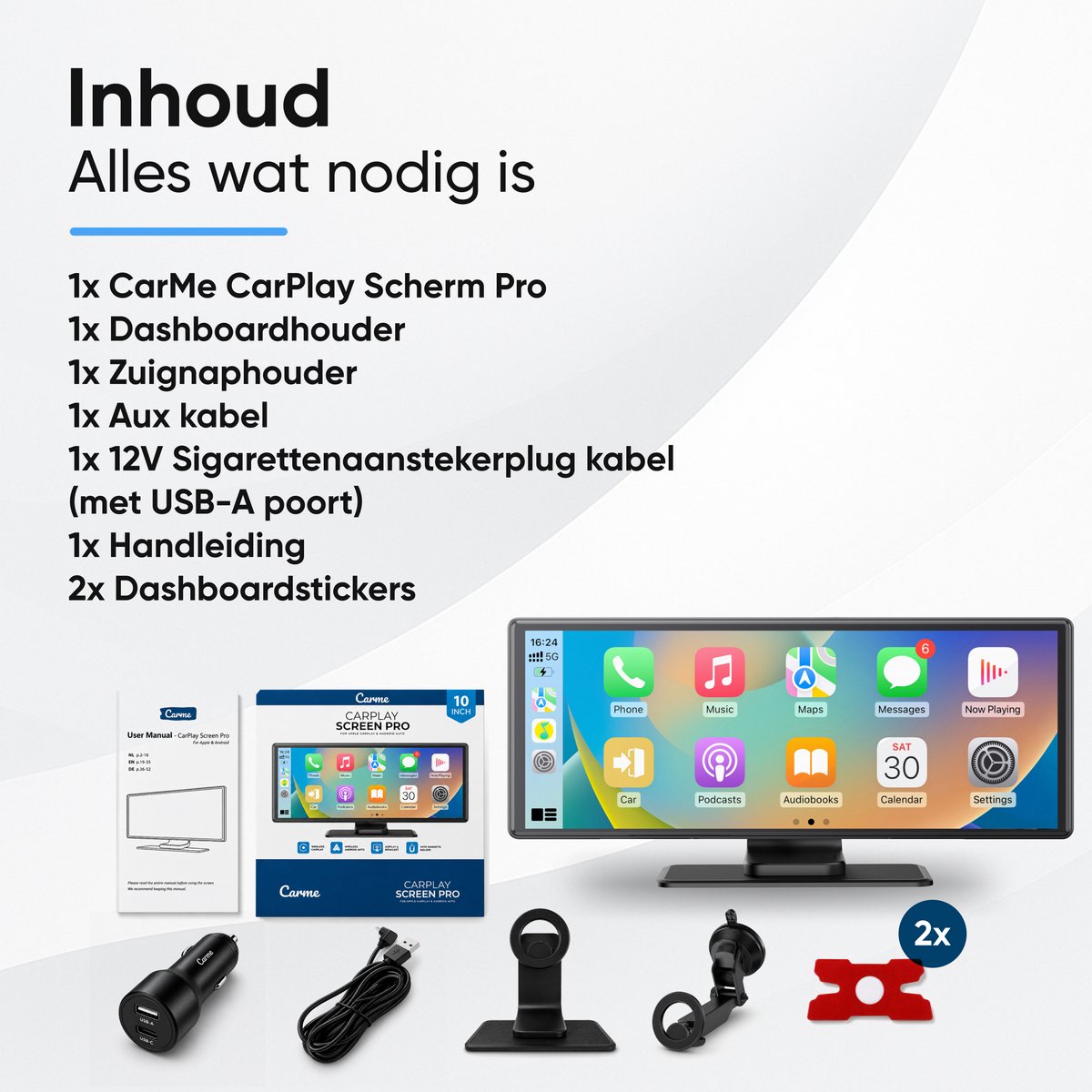 CarMe CarPlay Scherm PRO 10 Inch - Premium Design - Apple CarPlay & Android Auto (Draadloos) - Touchscreen - Navigatiesysteem auto - Android Auto scherm — cadeau in Gadgets - foto 7