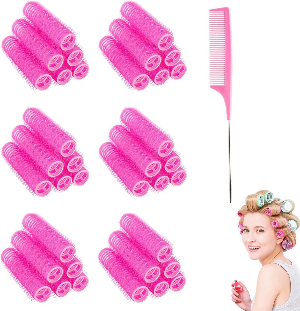 Dailygoods- Mini-Krulspelden 36 Stuks - Zelfklevende Haarrollers - Hoogwaardig Nylon - Kappers/Salon - Comfortabel - Levendige Kleuren - Haarkrullers