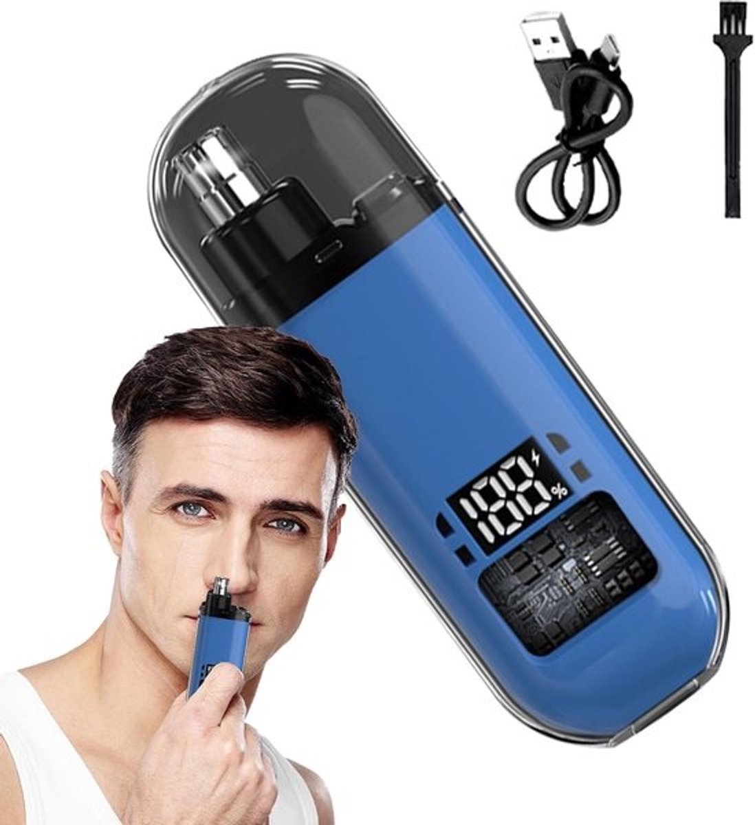Elektrische oorknipper - Neustrimmer - Gezichtsverzorging - Geluidsarme motor - 65 g - Zwart