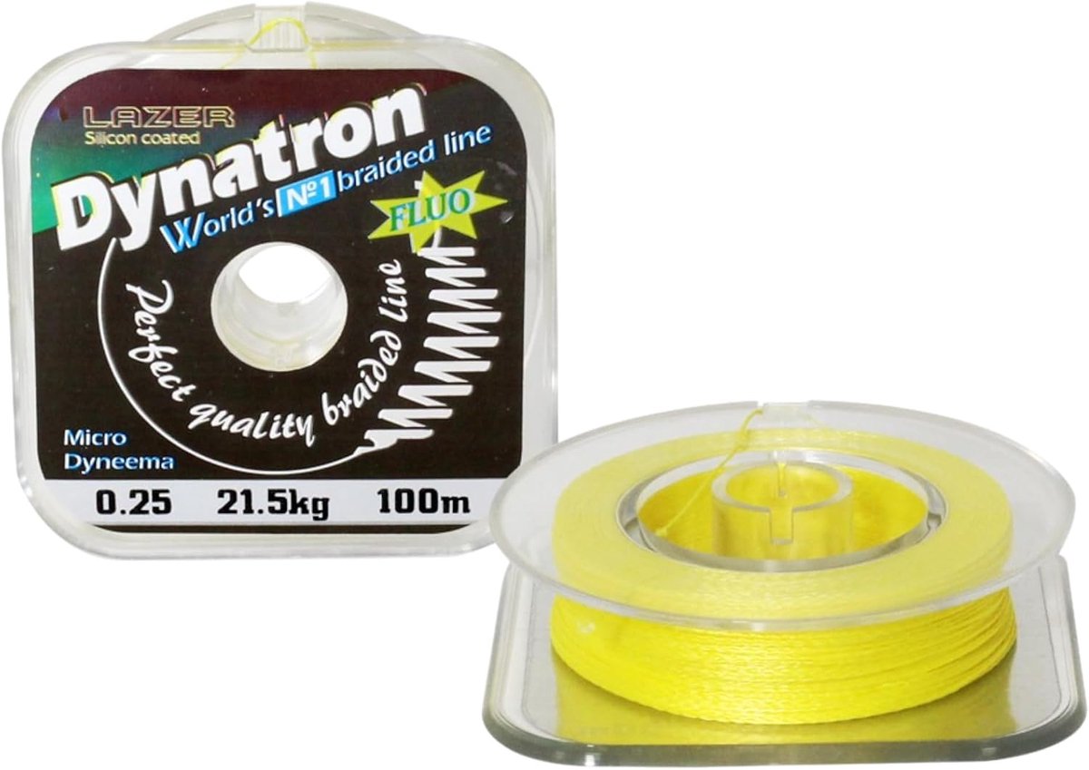 FLUO 4-voudig gevlochten vislijn, 100 m, DIA 0,25 test: 21,5 kg, gevlochten snoer voor karpervissen en roofvissen - ShopVlot
