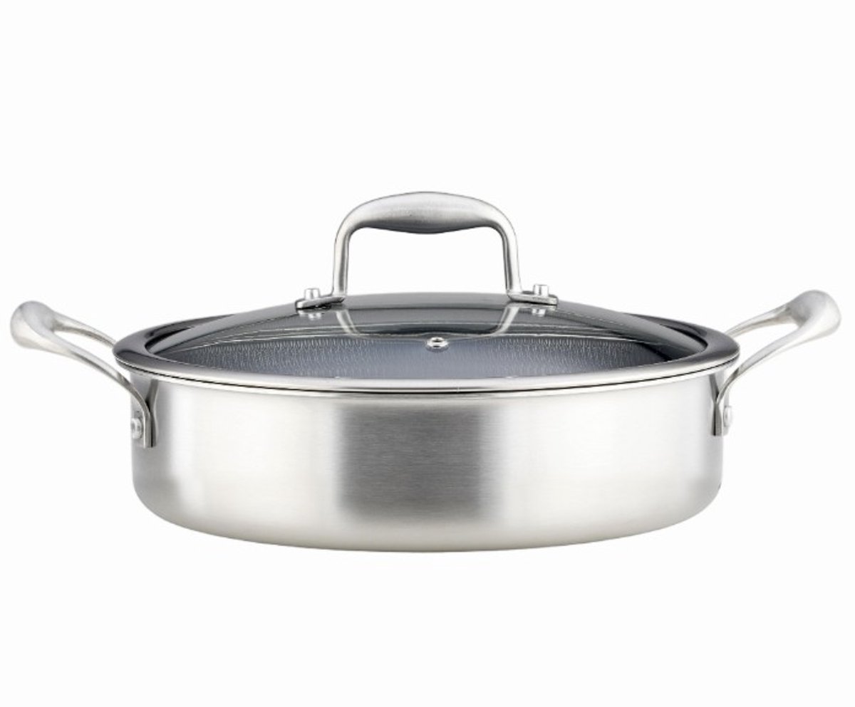 Eisenbach Ondiepe Roestvrijstalen Braadpan Anti-Kras honinggraat 24cm