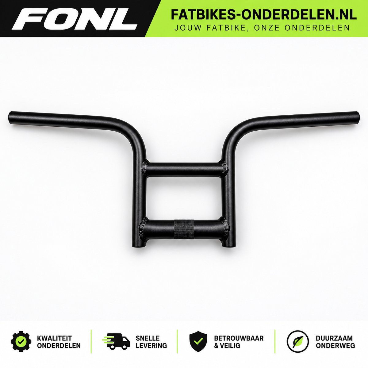 FONL Fatbike Stuur met Dwarsbalk - Handlebar voor Ouxi V8, H9 en QMWheel - Staal Zwart Gepoedercoat - Stuur Elektrische Fiets
