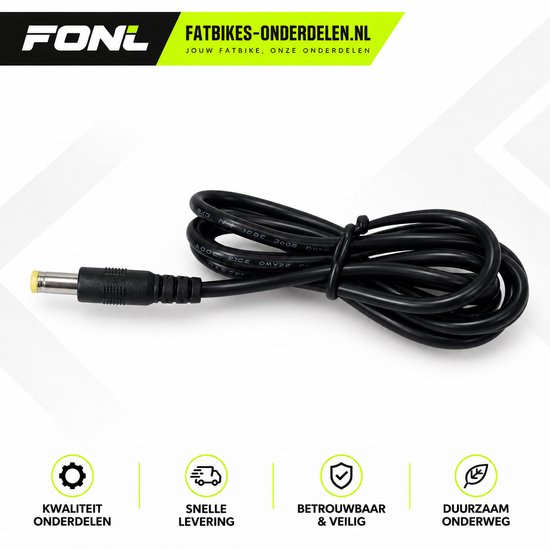 FONL Fatbike Oplader 54,6V 2A - Acculader voor Ouxi V8, H9 en V9 - DC 2,1 mm Ronde Plug - Lader Elektrische Fiets 48V - Zwart - Inclusief Netsnoer — afbeelding 4