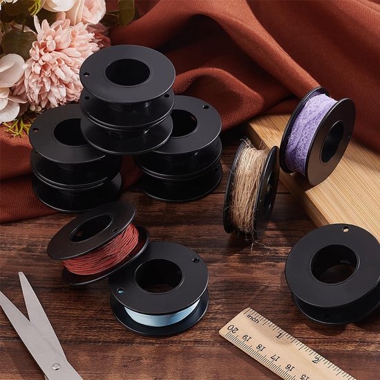 20 Stuks Lege Spoelen voor Draad, 5.3 x 1.8 cm, Plastic Ribbons in Zwart voor Creatief Gebruik — afbeelding 4