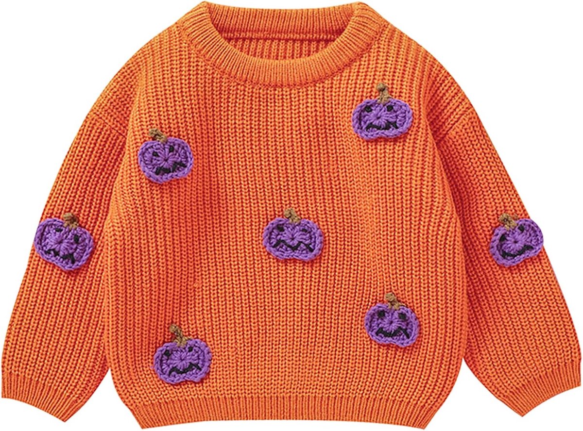 Baby Jongen Meisje Halloween Trui Pompoen Borduurwerk Gebreide Trui Sweatshirt Tops Herfst Winter Kleding