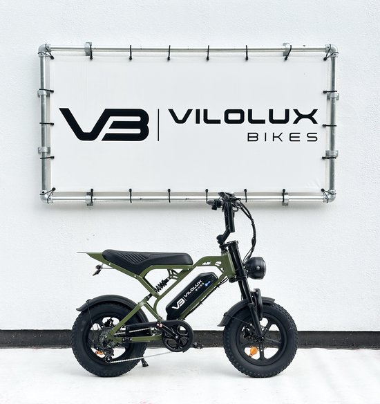 Vilolux Fatbike elektrisch - Fatbike V20 Mini - ARMY GREEN - Legaal - Rijklaar geleverd - 16 Inch - 2 Jaar garantie - Telefoontasje - Hydraulische remmen - 7 versnellingen - Alarm — afbeelding 3