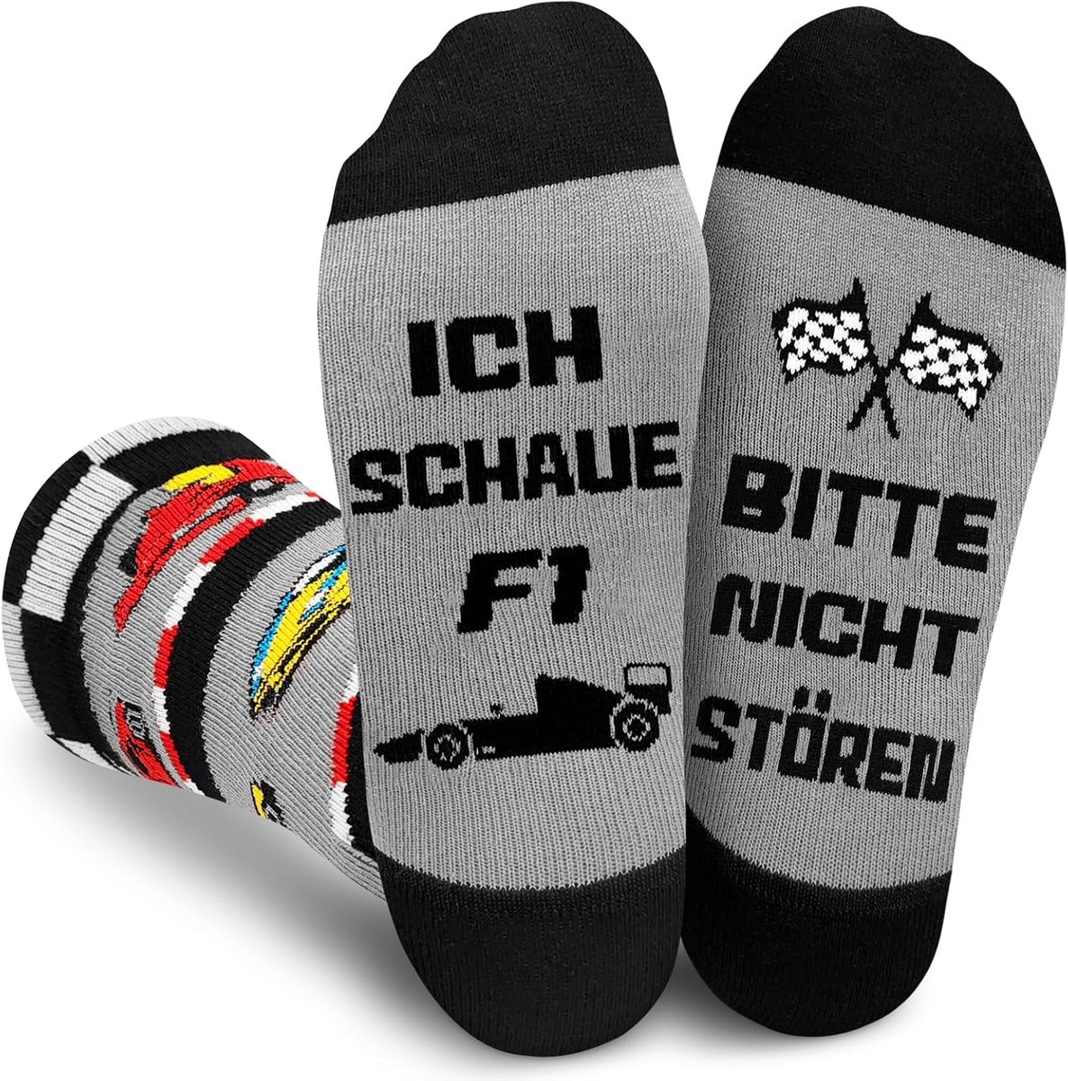 Sokken, F1 Grappige Sokken met Opschrift Niet Storen - Ik Kijk F1, F1 Merchandise voor Racesport Fans, Kerstmis/ voor Familievrienden, grijs, One