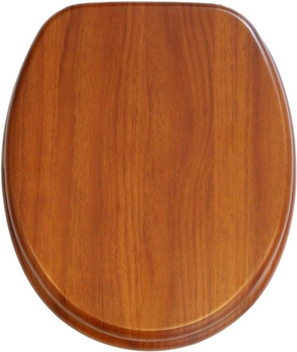 Wc-bril - Houten toiletdeksel - Badkamerupgrade - Eenvoudige montage - 47 x 37.7 cm - Mahonie