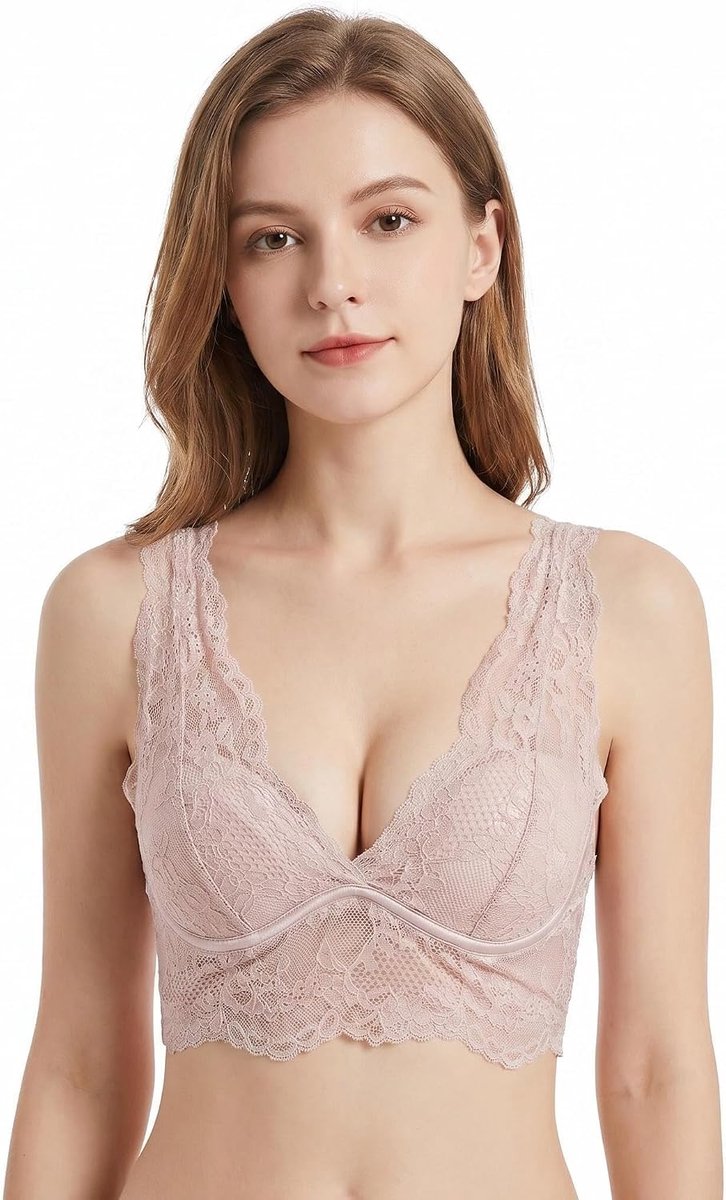 Kanten top voor dames, zonder bandjes, zonder beugel, sexy onderhemd, zonder schuimvulling, kanten bovenstuk, V-hals, festival, mouwloos, bralettes