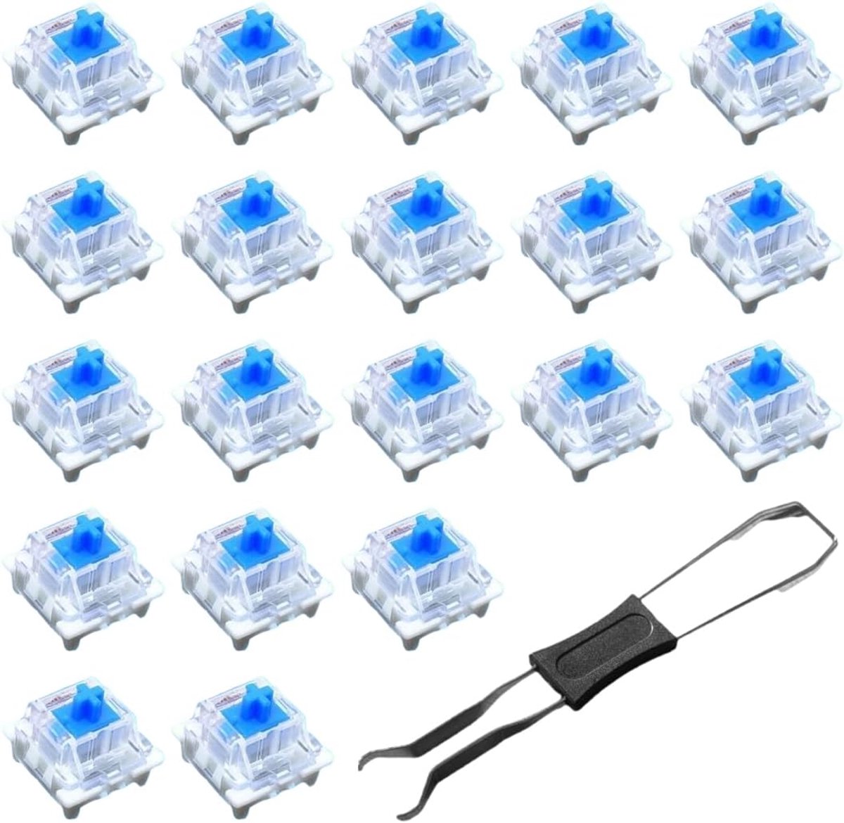 20 stuks transparante blauwe as schakelaars met trekkoord voor gaming toetsenbord en pc-accessoires toetsenbord accessoires voor gaming en kantoor