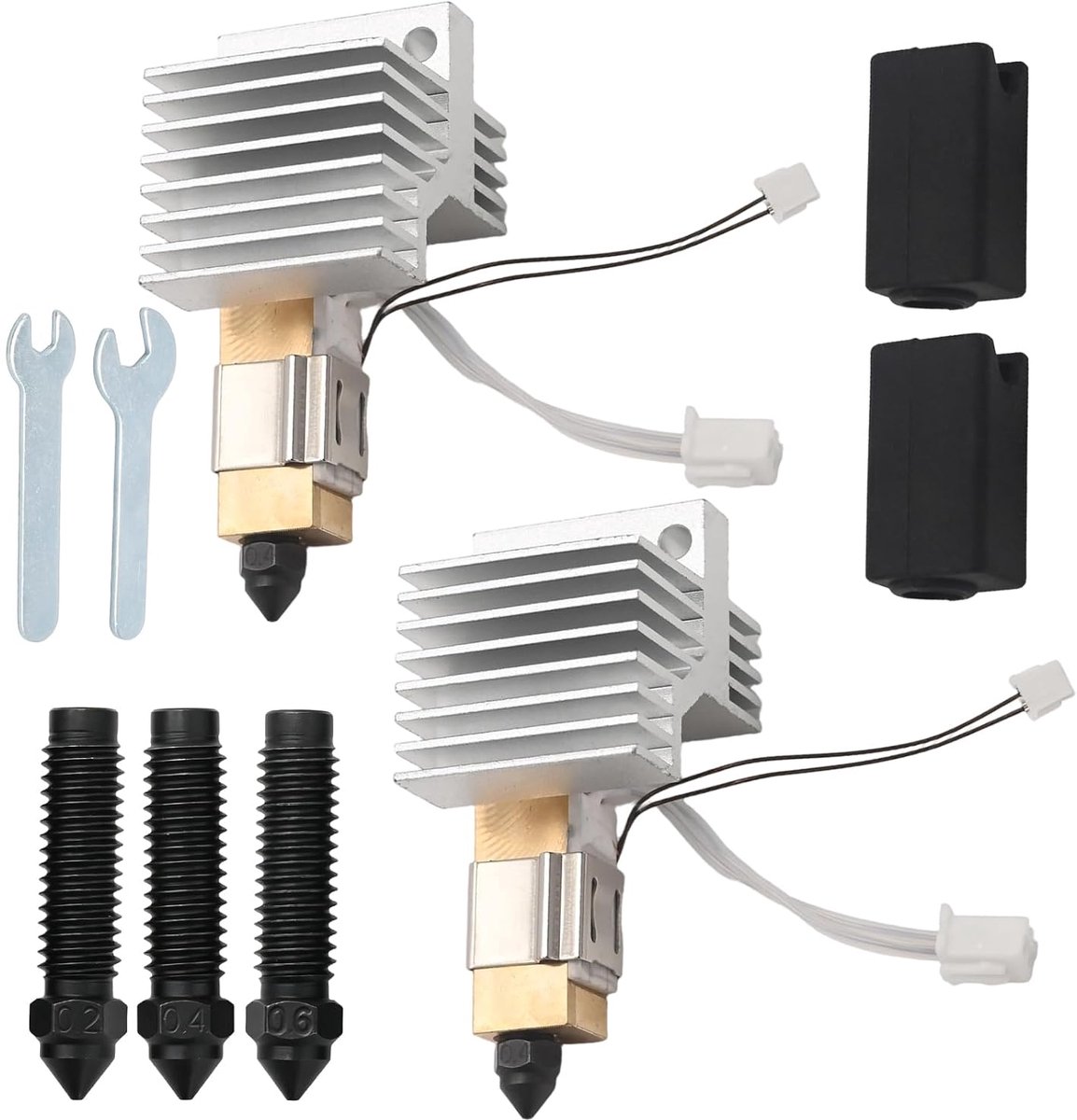 2 stuks CC2 keramische hotend kit met 0,4 mm gehard mondstuk, reserveonderdeel voor Elegoo Centauri Carbon 2, hoge temperatuur printkop met koellichaam en siliconen beschermkap