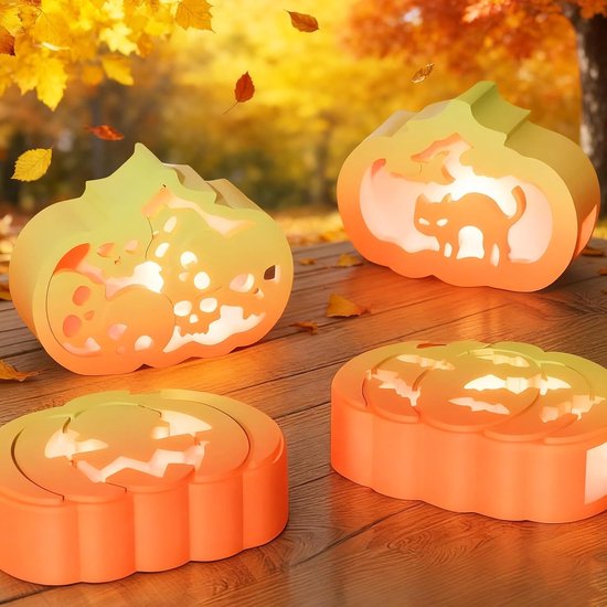 Gietvormen pompoen, 5 stuks siliconen vorm pompoen met Helloween doodskop patroon, siliconen vorm pompoen gietvormen siliconen, pompoen siliconen voor doe-het-zelf Halloween-decoratie — afbeelding 5