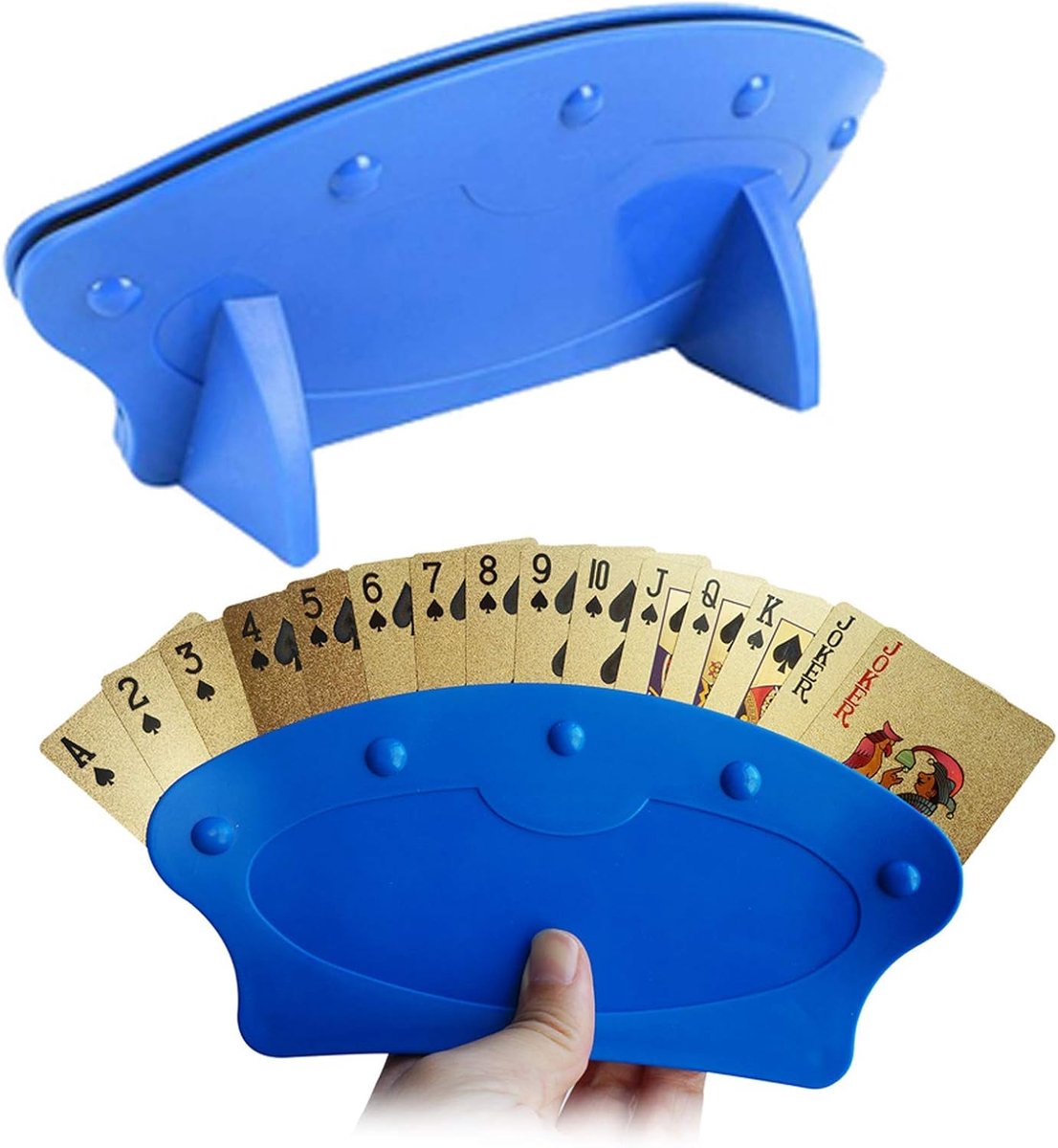 2 stuks kaartspelhouder, kaartspelhouder, elegante speelkaarthouder, gebogen design, om op een tafel te zetten. Handsfree kaartspel voor kinderen, volwassenen, senioren