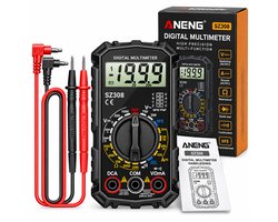 ANENG SZ308| Multimeter Digitale Slimme Stroomptester |1999 Telt AC/DC Spanningsmeter Ohm NCV Meetinstrumenten Elektriciteit | Auto Tester | Snelle Herkenning,Spanning Stroom Weerstand Capaciteit Frequentiemeter|Digitale Multimeter|Stroomkabels|Zwart