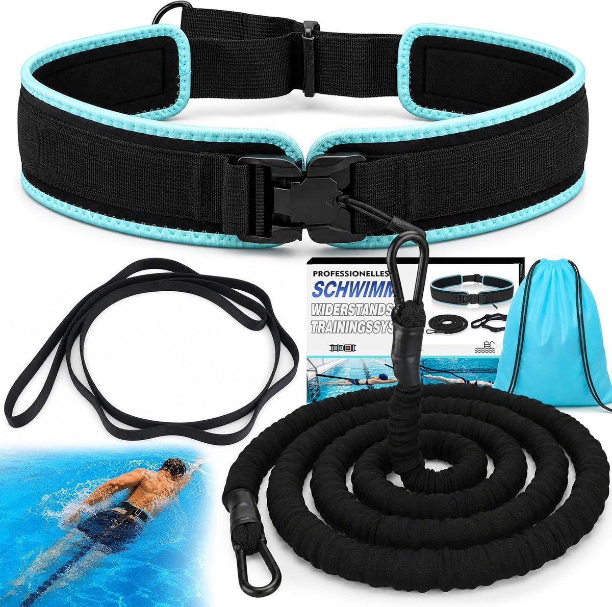 2026 Premium Swimming Belt for Swimming Pools, Magnetic Swimming Belts of 4–10m for Adults, Adjustable Swim Belt with - ShopVlot