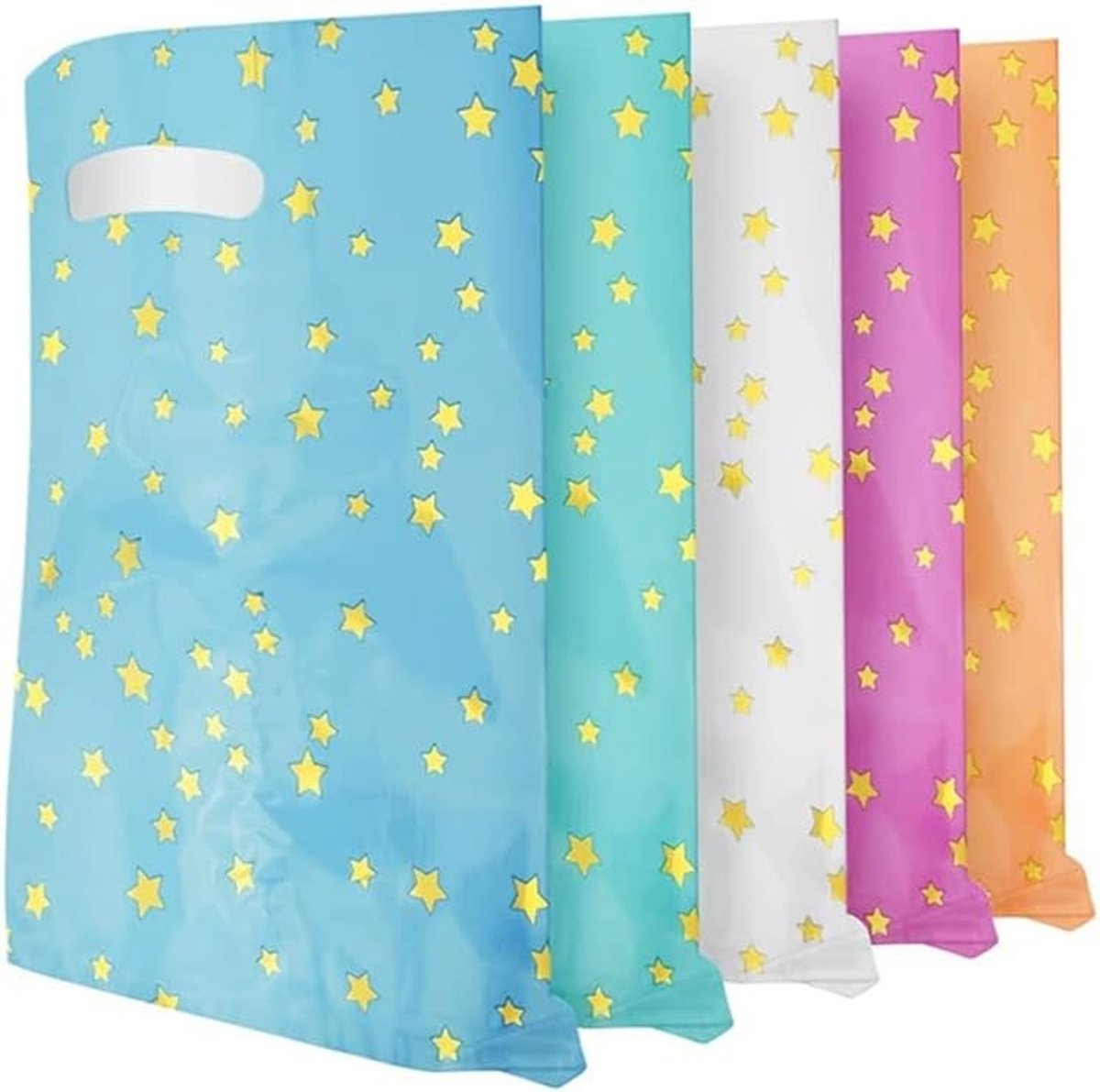 Set van 30 Kleurrijke Plastic Cadeauzakjes in 5 Kleuren voor Verjaardagsfeestjes, Ideaal voor Jongens en Meisjes, Feestdecoratie en Cadeauverpakking
