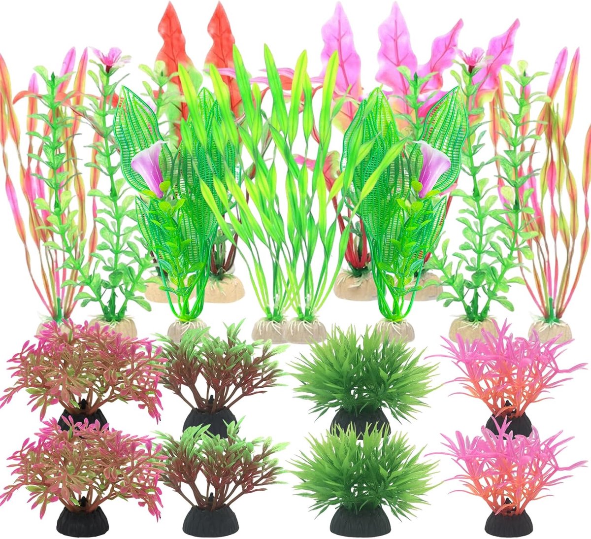 Pack of 20 Aquarium Plants Artificial Plants Aquarium Decoration Fresh Salt Water - ShopVlot